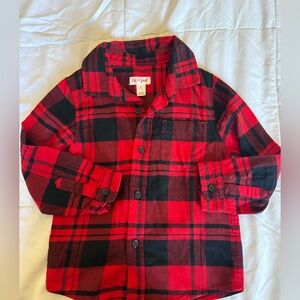 Cat & Jack Kids Red and Black Plaid Button Down Shirt